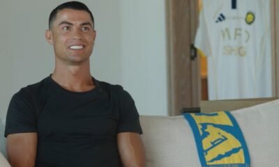 Cristiano Ronaldo speaking directly to camera in a personal video about his Al Nassr contract extension